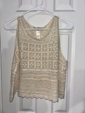 Acemi Crochet Openwork Tank Top in Cream